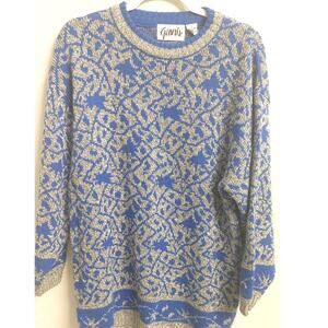 Vintage Genesis Sweater Oversized Pullover Abstract Small Blue Gray